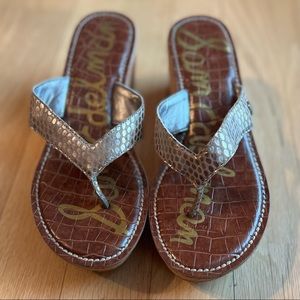 Sam Edelman “Romy” Gold Wesge Sandals